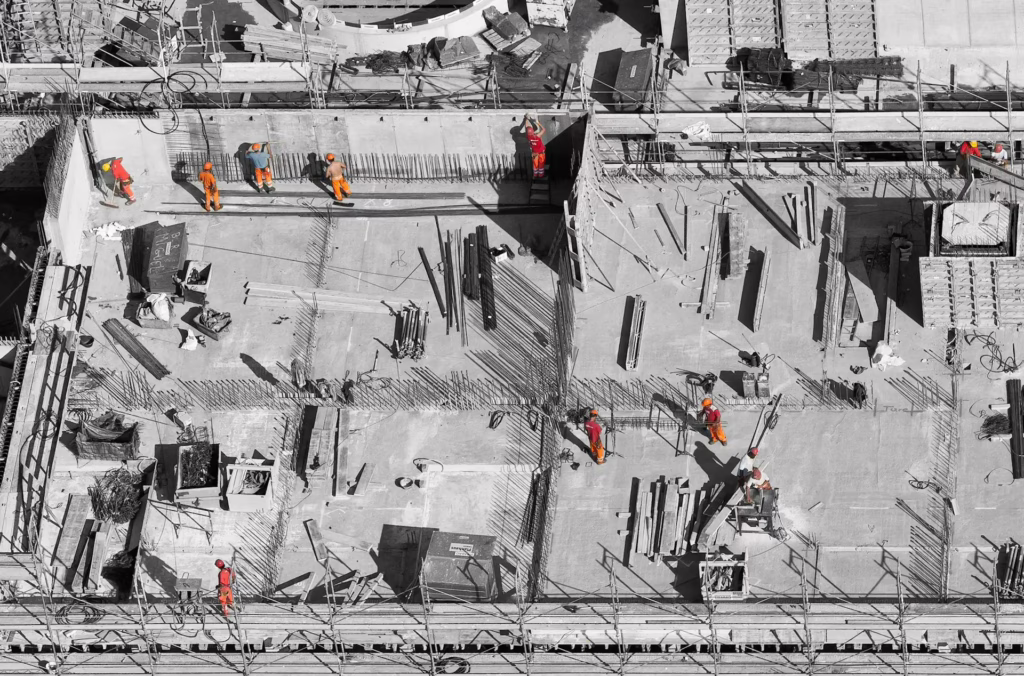 Overhead view of a construction project